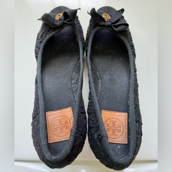 Tory Burch Black Crochet Espadrilles Wedges - Picture 5 of 7